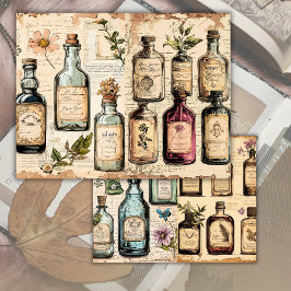 Vintage Apothecary Blommig Junk Journal Papper