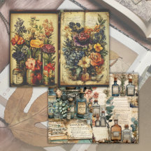 Vintage Apothecary Botaniskt Skrot Journal Papper