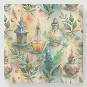 Vintage Apothecary Flaskor Mönster (4) Stenunderlägg