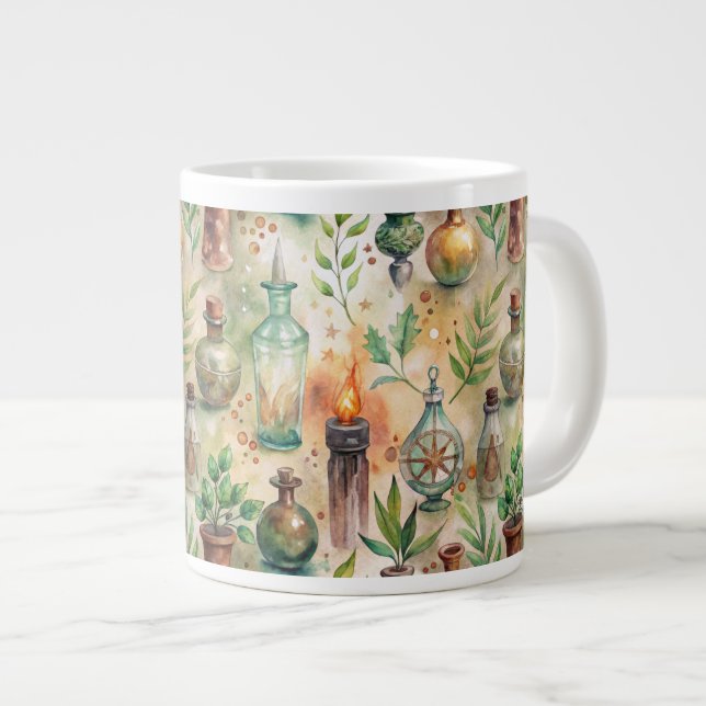 Vintage Apothecary Flaskor Mönster (5) Jumbo Mugg (Framsida höger)