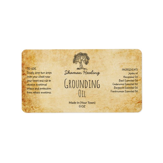 Vintage Apothececektion Grounds Oil Labels Adressetikett (Framsidan)