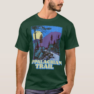 Vintage Appalachian Trail Night Scene Mountain Ret T Shirt