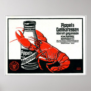 Vintage Appel Mayonnaise Advertisement Lobster Poster