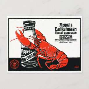 Vintage Appel Mayonnaise Advertisement Lobster Vykort