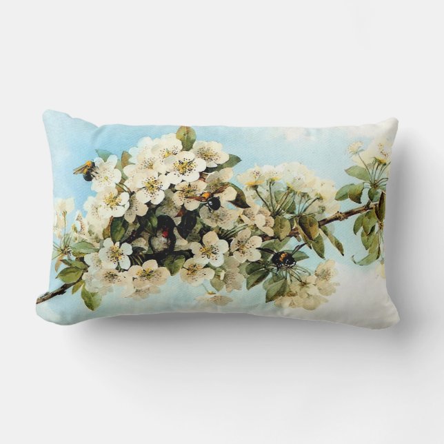 Vintage Apple-Blommar Lumbarkudde (Framsida)