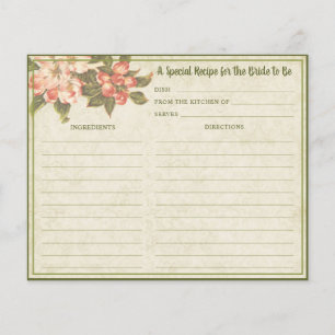 Vintage Apple Blossom Bröllopsfest Recept Kort