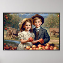 Vintage Apple Harvest Children Poster
