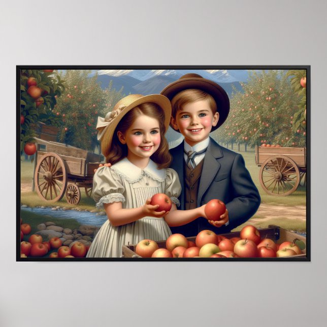Vintage Apple Harvest Children Poster (Framsidan)