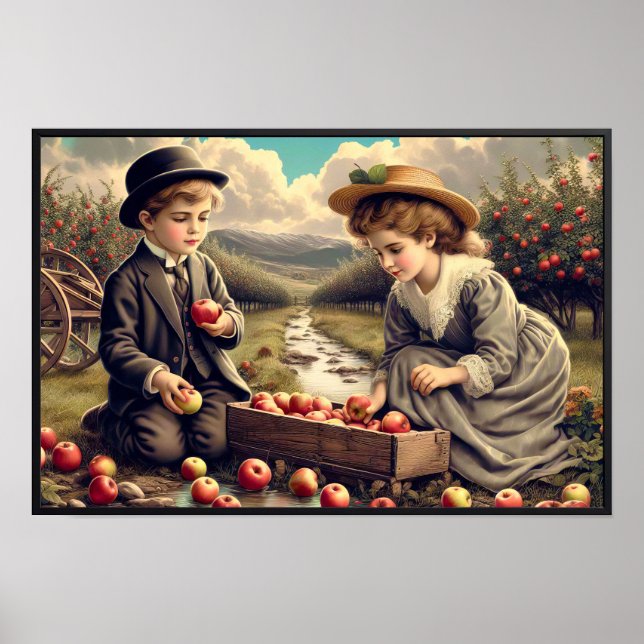 Vintage Apple Harvest Children Poster (Framsidan)
