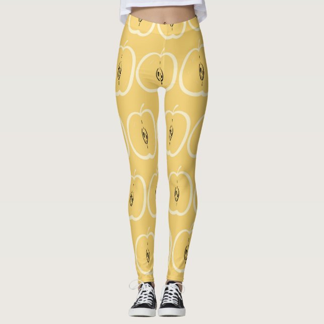 Vintage Apple Mönster: Tapet Design. Leggings (Framsida)