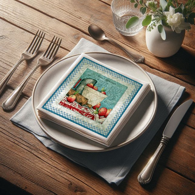 Vintage Apple Recept Ephemera Decoupage Pappersservett (Skapare uppladdad)