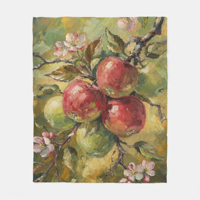 Vintage Äpple Stilleben  Fleecefilt (Framsidan)