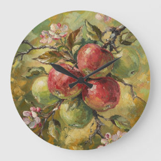 Vintage Äpple Stilleben Stor Klocka