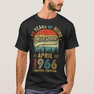 Vintage april 1966 60 år gammal 60-årsdag män t shirt