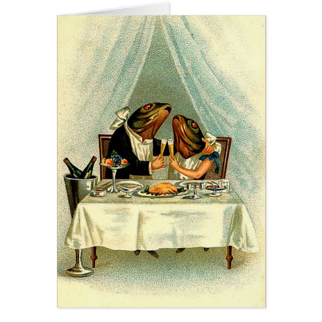 Vintage April Fish Romantik Hälsningskort (Framsidan)