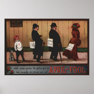 Vintage April Fools Hund-inloggning på baksidan Poster