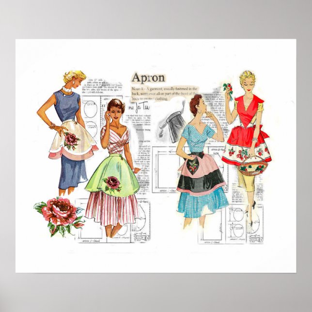Vintage Apron Sewing Mönster Poster (Framsidan)