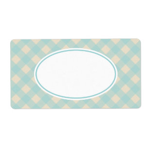 Vintage Aqua Gingham Etiketter Fraktsedel