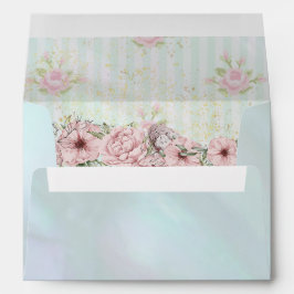 Vintage Aqua Peony Bröllop Kuvert