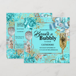Vintage aqua ro shabby chic bubblande glitter inbjudningar