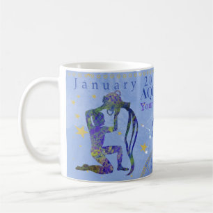 vintage Aquarius zodiac-tecken blå personlig Kaffemugg