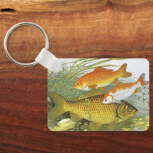 Vintage Aquatic Goldfish Koi Fish, Marine Sea Life Nyckelring