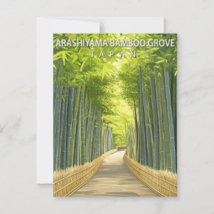Vintage Arashiyama bambuskog Japan Vykort