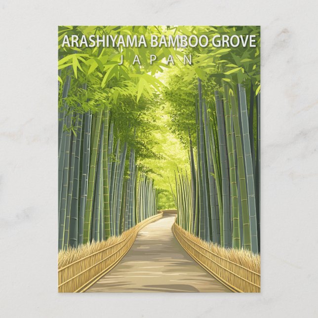 Vintage Arashiyama bambuskog Japan Vykort (Framsida)