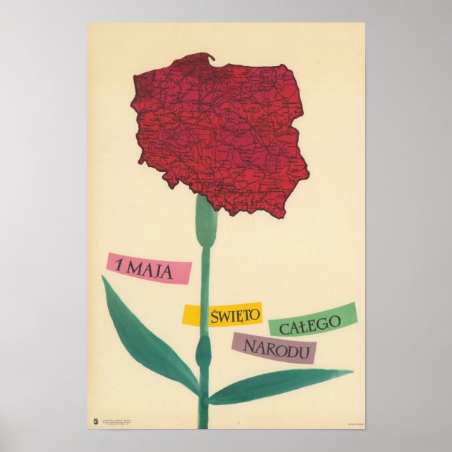 Vintage arbetsdag Polen Karta Poster (Framsidan)