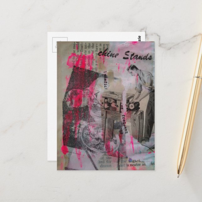 Vintage Arbetsmännens het rosa Vykort (Fram/Back In Situ)