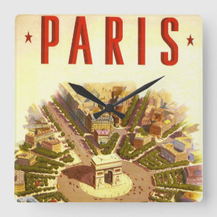 Vintage Arc de Triomphe, Paris, Frankrike Resa Kon Fyrkantig Klocka