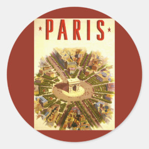 Vintage Arc de Triomphe, Paris, Frankrike Resa Kon Runt Klistermärke