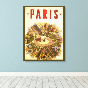 Vintage Arc de Triomphe, Paris, Frankrike Reskonst Canvastryck