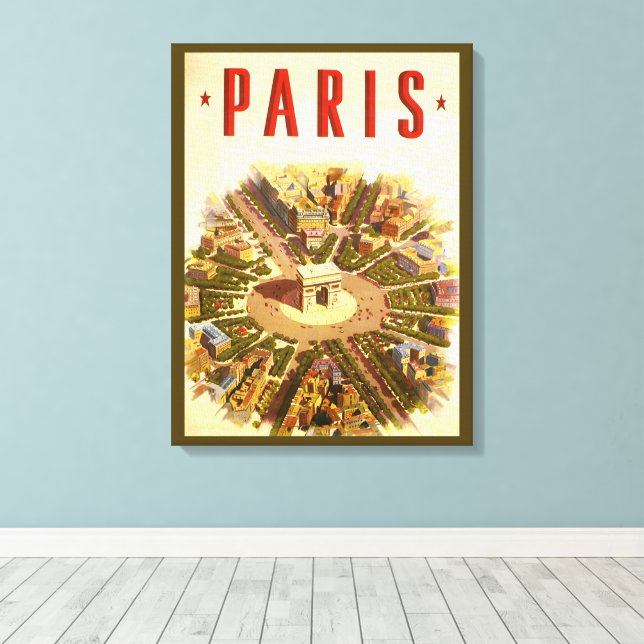 Vintage Arc de Triomphe, Paris, Frankrike Reskonst Canvastryck (Insitu (trägolv))