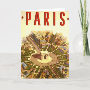 Vintage Arc de Triomphe, Paris, Frankrike Travel A Kort