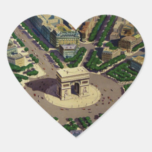 Vintage Arc de Triomphe Paris Hjärtformat Klistermärke
