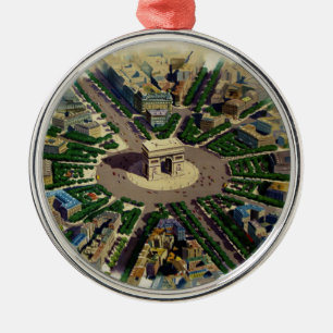 Vintage Arc de Triomphe Paris Julgransprydnad Metall