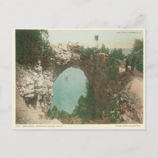 Vintage Arch Sten Mackinac Island Michigan Vykort