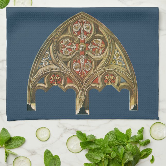 Vintage Architectural Inslag, dekorativa bågar Kökshandduk (Vikta)