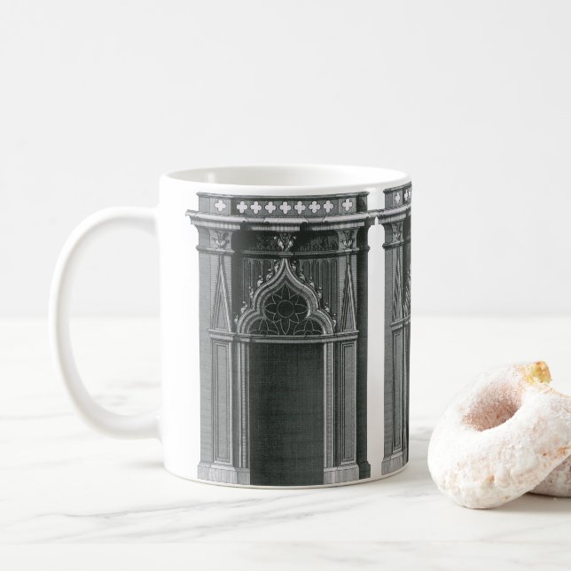 Vintage Architectural Inslag, Gothic Doorway Kaffemugg (Med munk)