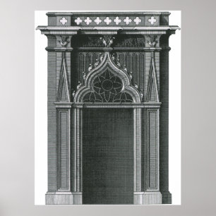 Vintage Architectural Inslag, Gothic Doorway Poster