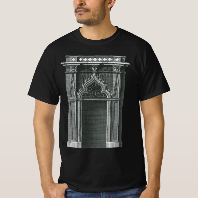 Vintage Architectural Inslag, Gothic Doorway T-shirt (Framsida)