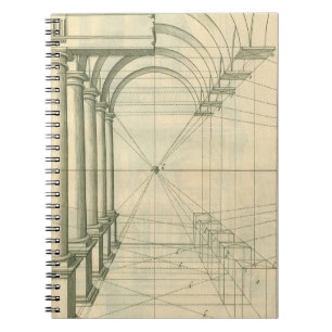 Vintage Architecture, Arches Columns Perspective Anteckningsbok Med Spiral