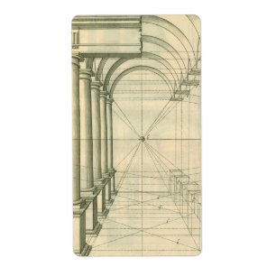 Vintage Architecture, Arches Columns Perspective Fraktsedel
