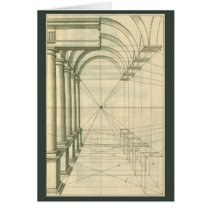 Vintage Architecture, Arches Columns Perspective Hälsningskort