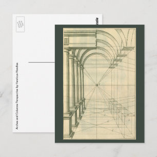 Vintage Architecture, Arches Columns Perspective Vykort