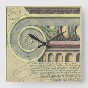 Vintage Architecture; Capital Volute by Vignola Fyrkantig Klocka