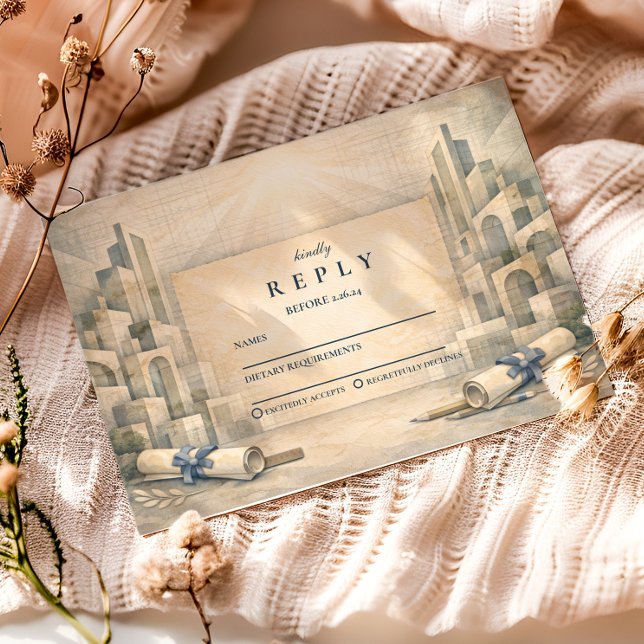 Vintage Architecture Drawing Graduation OSA Kort (Skapare uppladdad)