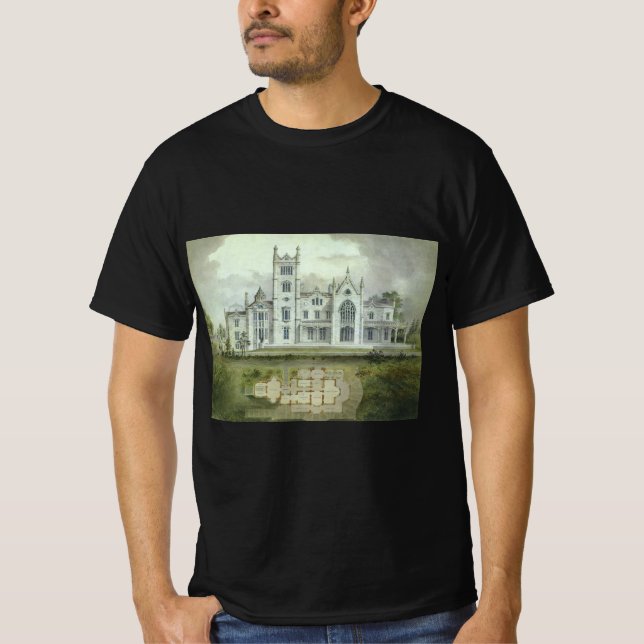 Vintage Architecture, Fransk Chateau Golv Plans Tee Shirt (Framsida)