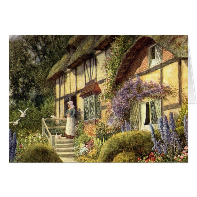 Vintage Architecture, Land Cottage House Hälsningskort (Framsidan Horizontal)